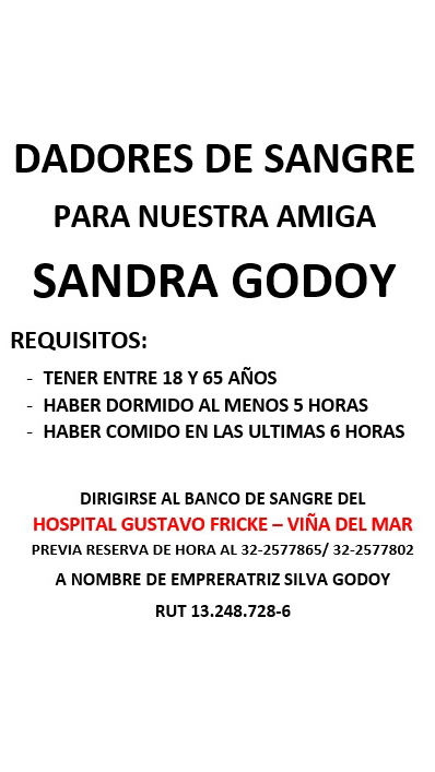 urgente dadorxs de sangre para Sandra Godoy